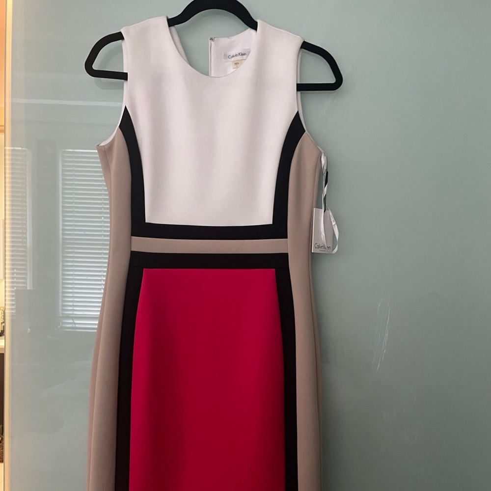 Geometric Calvin Klein Pencil Dress NWT